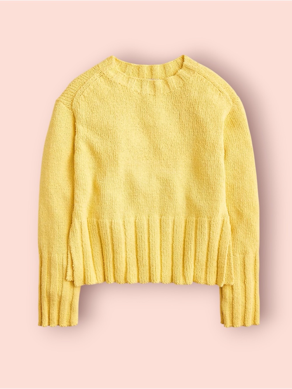J. CREW Marina Textured Cotton Blend Sweater in Lemon Zest